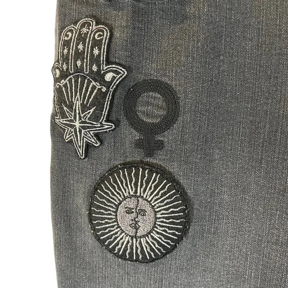 Torrid Black Jeans High Rise Ultra Skinny Size 20 Patchwork Moon Star Rhinestone - Picture 7 of 13